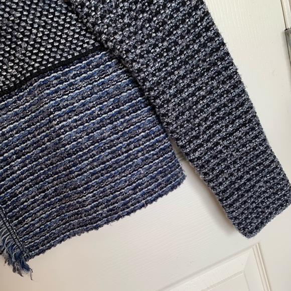 Chico’s Women’s Cotton Wool Blend Fringe Hem Lined Blazer Jacket Sz 1 - Picture 6 of 12